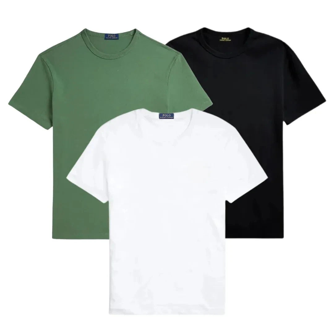 3er-Pack – Slim-Fit-Baumwoll-T-Shirts für Herren Vermond GRÜN • SCHWARZ • WEISS S