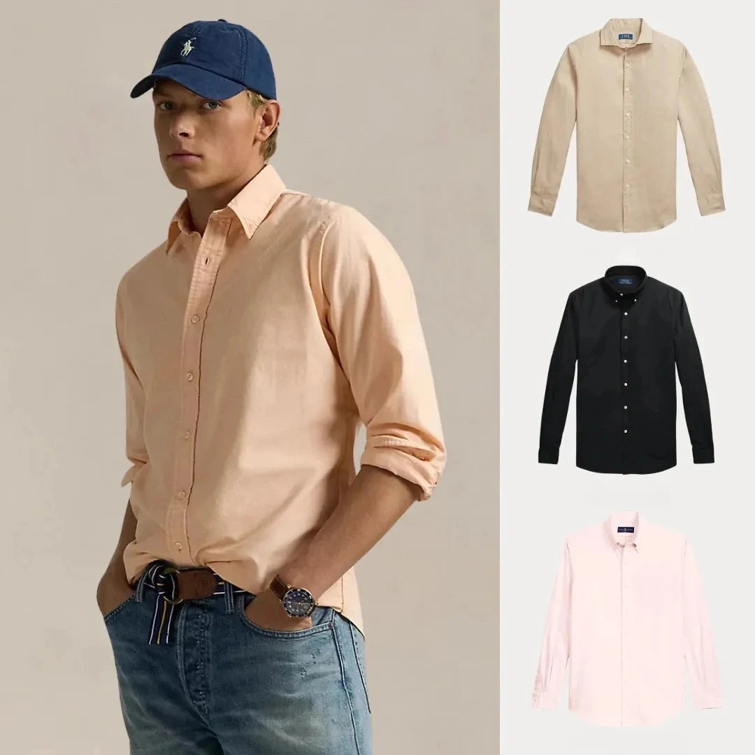 Kaufen Sie 1, erhalten Sie 3 – Oxford Classic Hemden-Trio-Set Vermond BEIGE • SCHWARZ • WEISS S