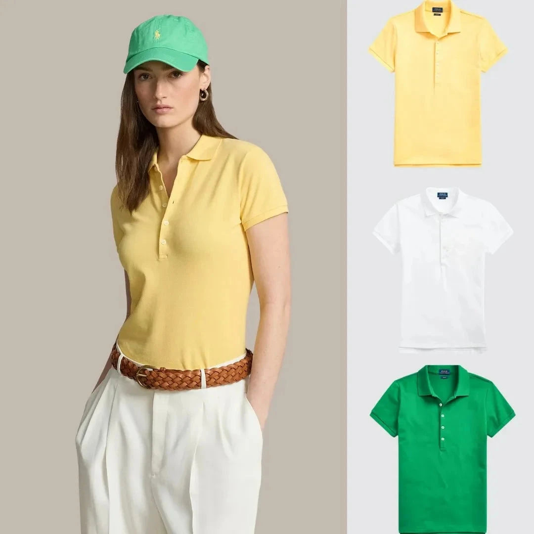 Kaufen Sie 1, erhalten Sie 3! Polo-Shirt-Set aus Piqué-Baumwolle Vermond Gelb - Weiß - Dunkelgrün S