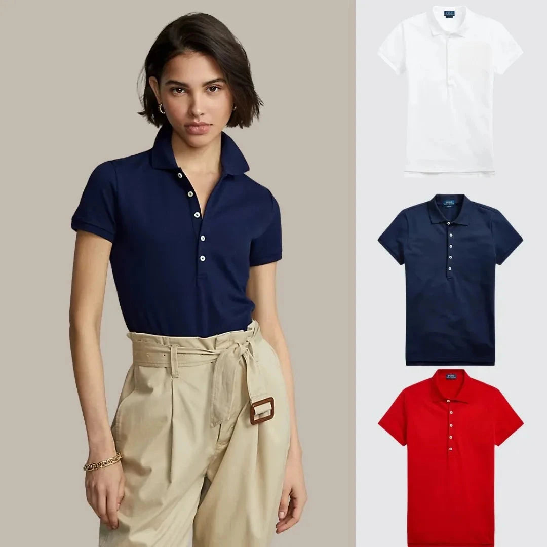 Kaufen Sie 1, erhalten Sie 3! Polo-Shirt-Set aus Piqué-Baumwolle Vermond Weiß – Dunkelblau – Rot S