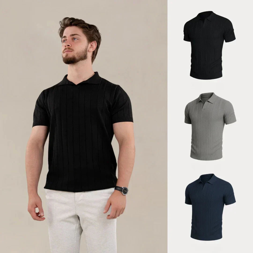 Kaufen Sie 1, erhalten Sie 3 – Premium Edition Strukturierte T-Shirts Set Vermond SCHWARZ • GRAU • MARINEBLAU S