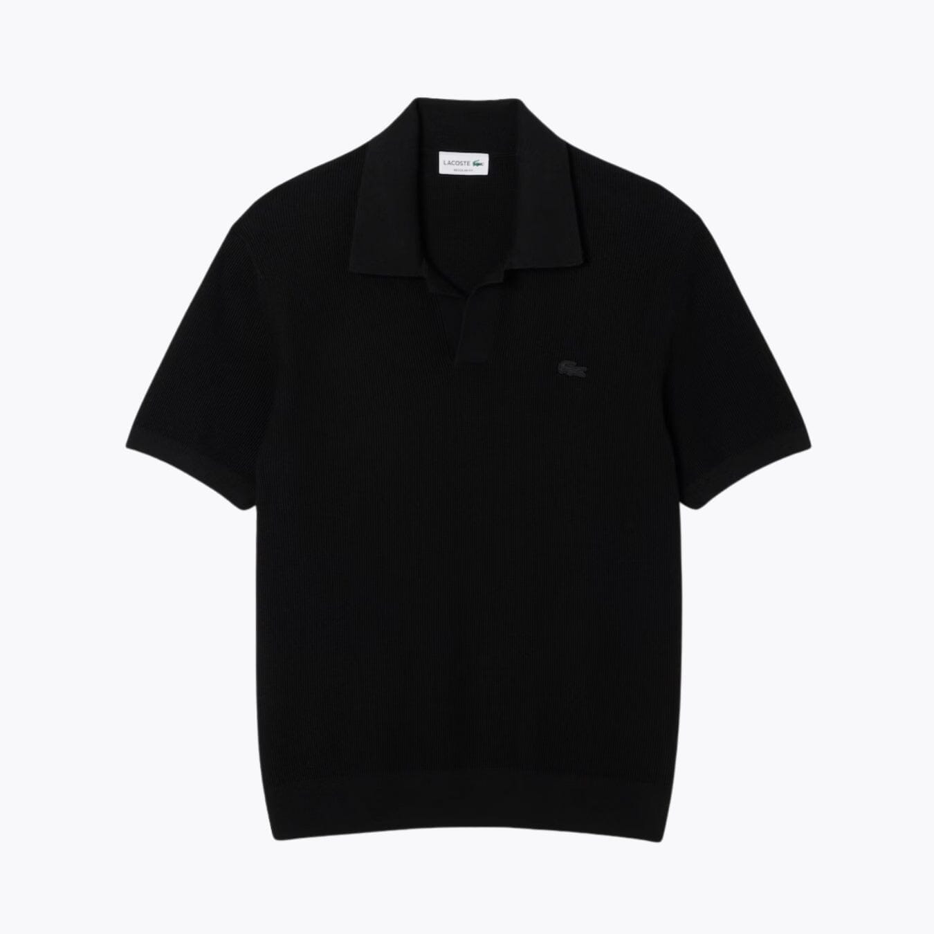 LC Cotton Blend Open Polo Collar Sweater Lacoste Vermond Black S