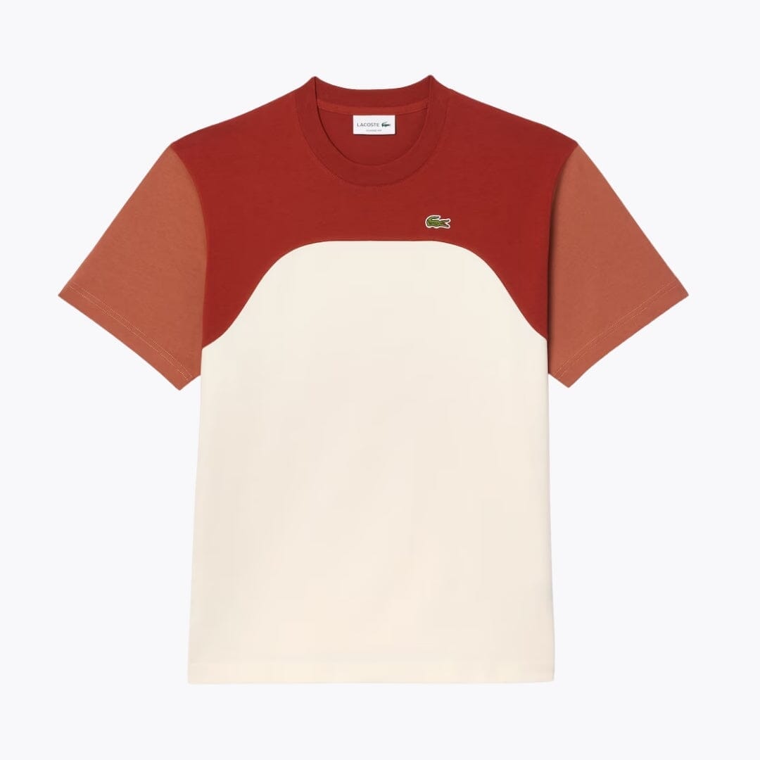 LC Cotton Jersey Colour-Block T-shirt Lacoste Vermond White / brown / light brown S