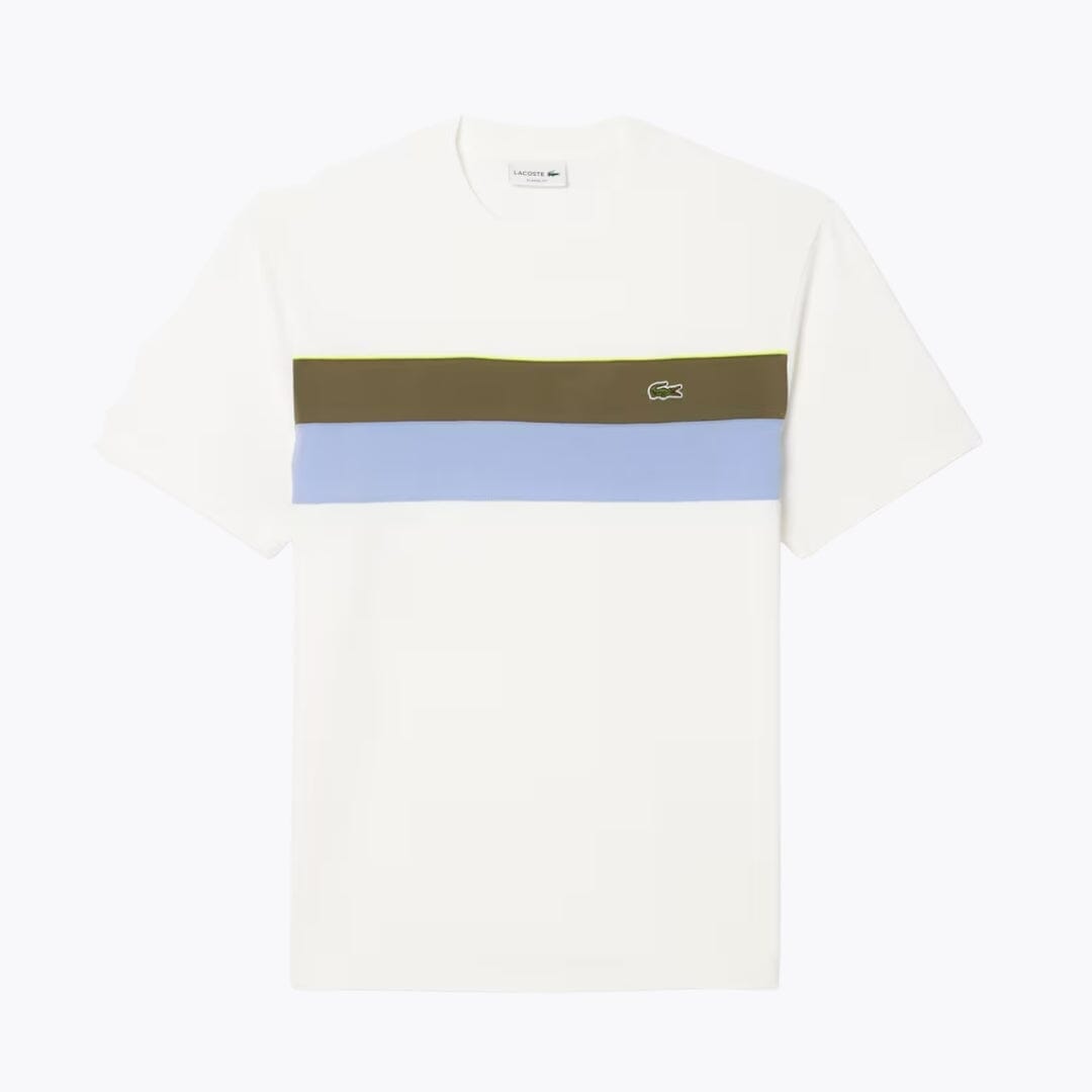 LC Jersey Colour-Block T-shirt Lacoste Vermond White / khaki green / purple S