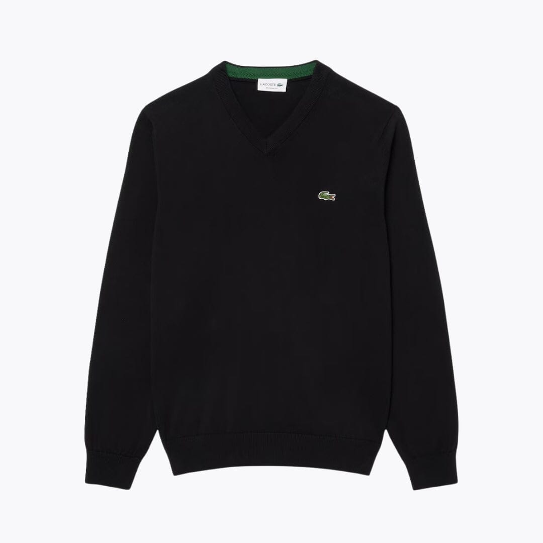 LC Monochrome Cotton V-neck Sweater Lacoste Vermond Black S