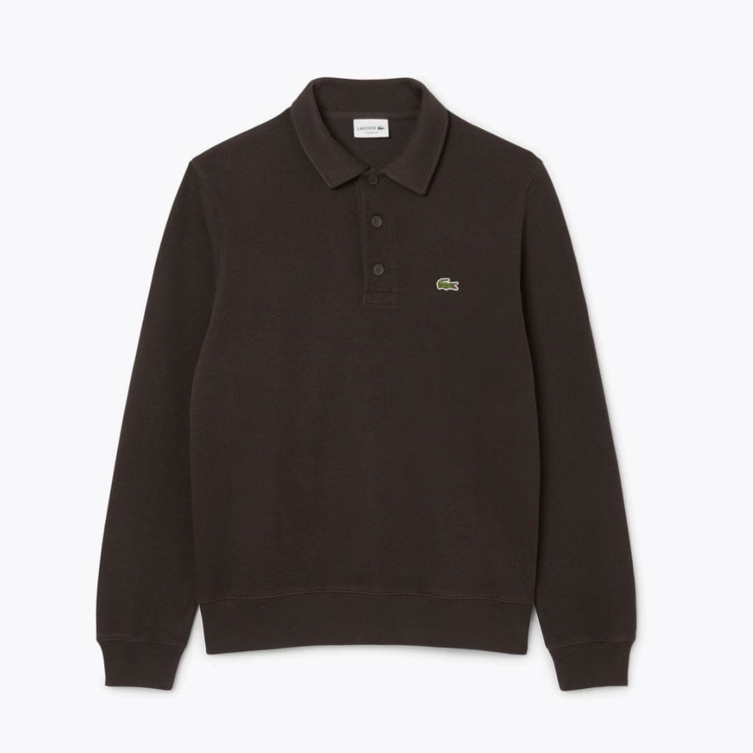 LC Ribbed Cotton Polo Collar Sweatshirt Lacoste Vermond Brown S