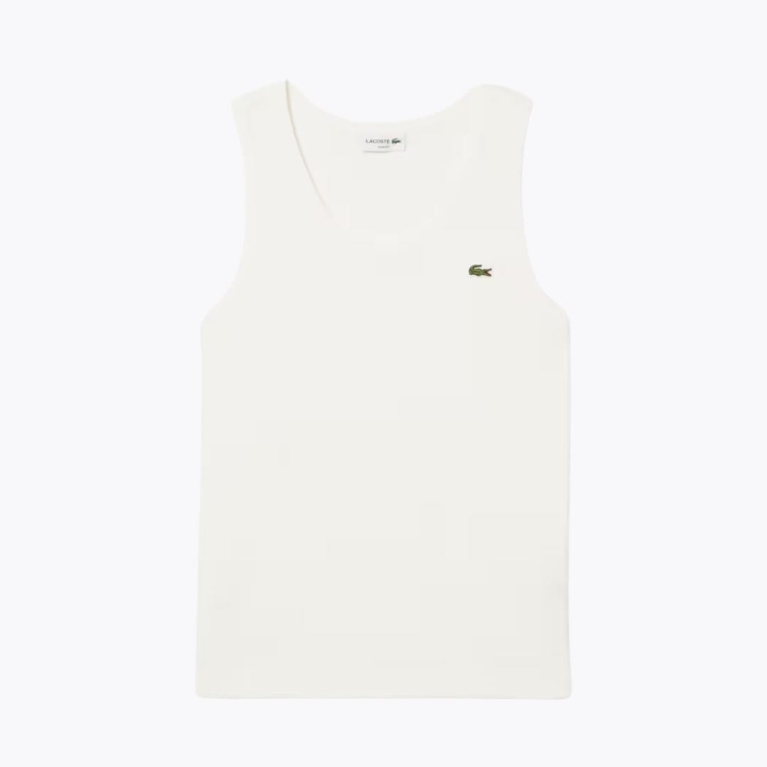 LC Slim Fit Ribbed Cotton Tank Top Lacoste Vermond White S