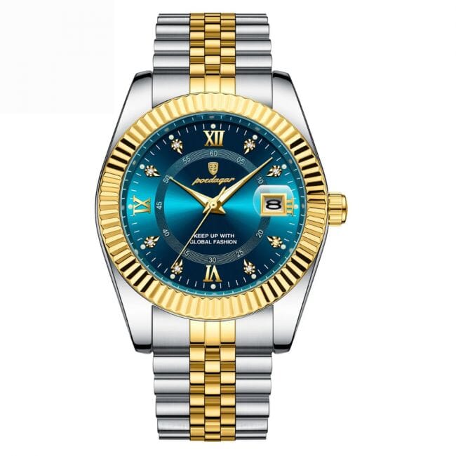 POEDAGAR GoldenStar - 40mm Watch | Water Resistant | Stainless Steel Poedagar Vermond Blue