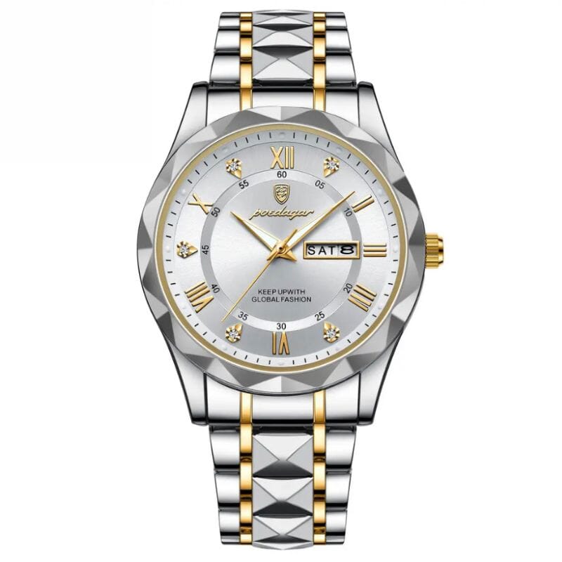 POEDAGAR Luminous Steel 40mm Watch - Water Resistant | Transferred steel Poedagar Vermond White