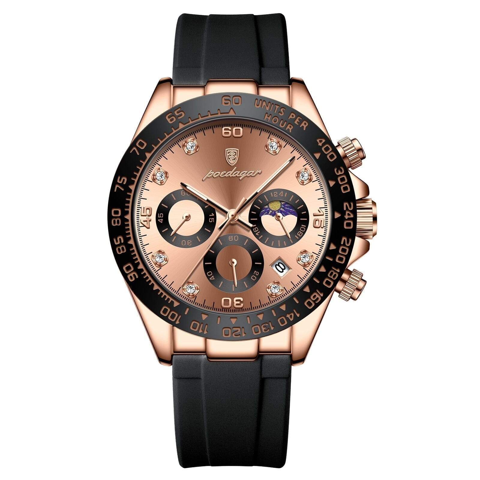 POEDAGAR Watch Chronograph Fase Date Poedagar Vermond Rose Gold Gold