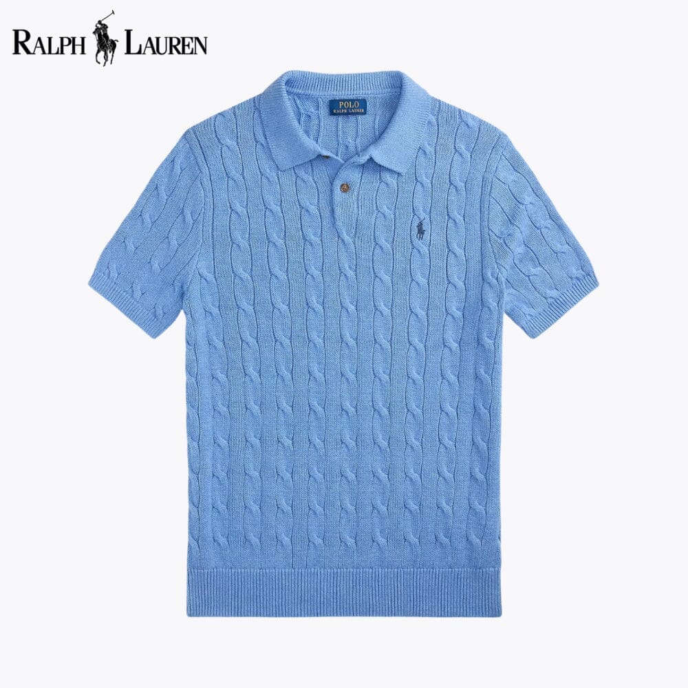 RL Cable-Knit Cotton Polo-Collar Sweater Ralph Lauren Vermond Blue S