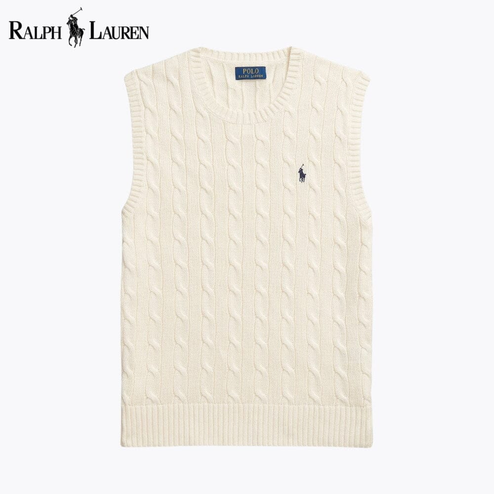 RL Cable-Knit Cotton Sweater Vest Ralph Lauren Vermond Cream S