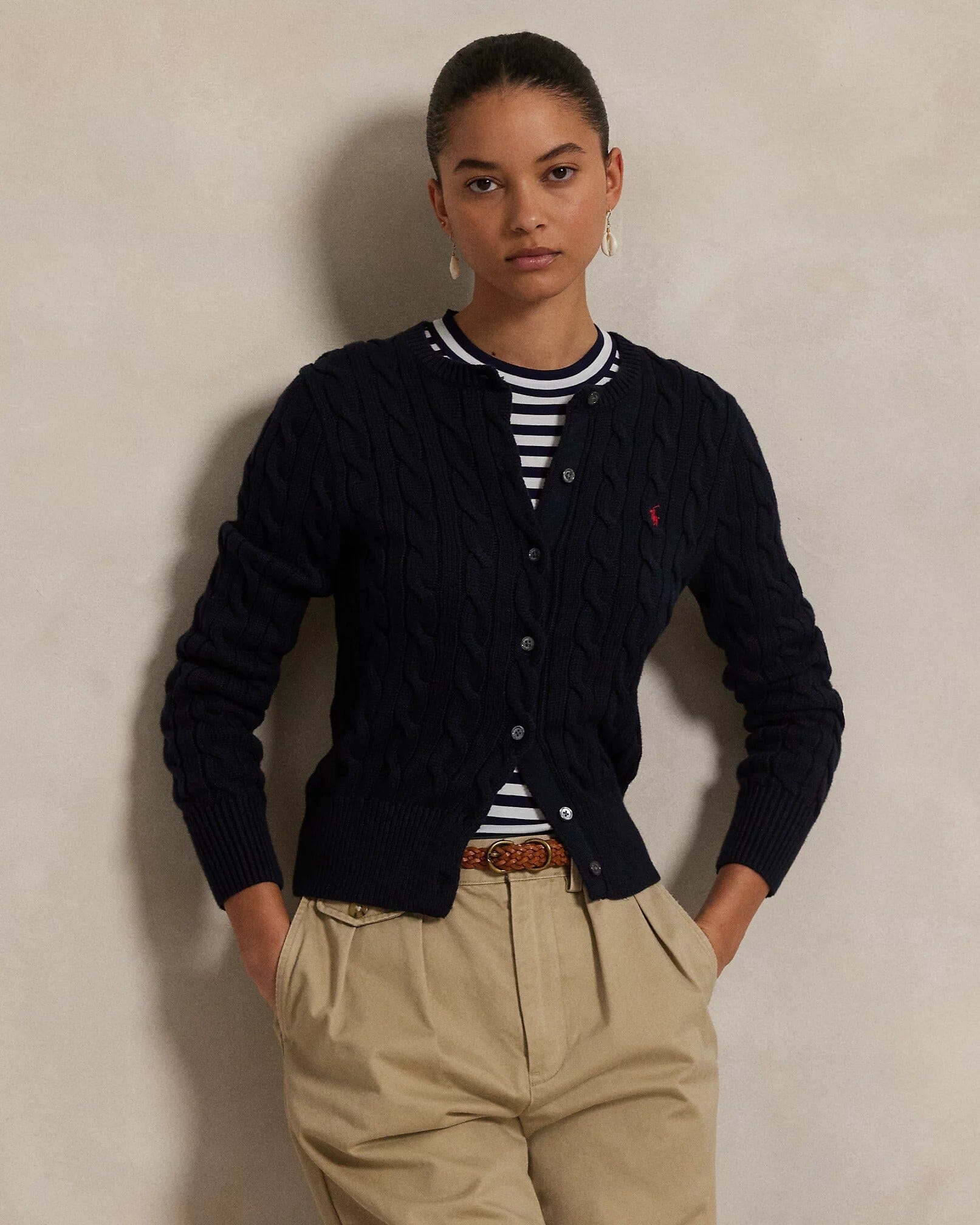 RL Cardigan | Cotton Cable-Knit Ralph Lauren Vermond Black XS