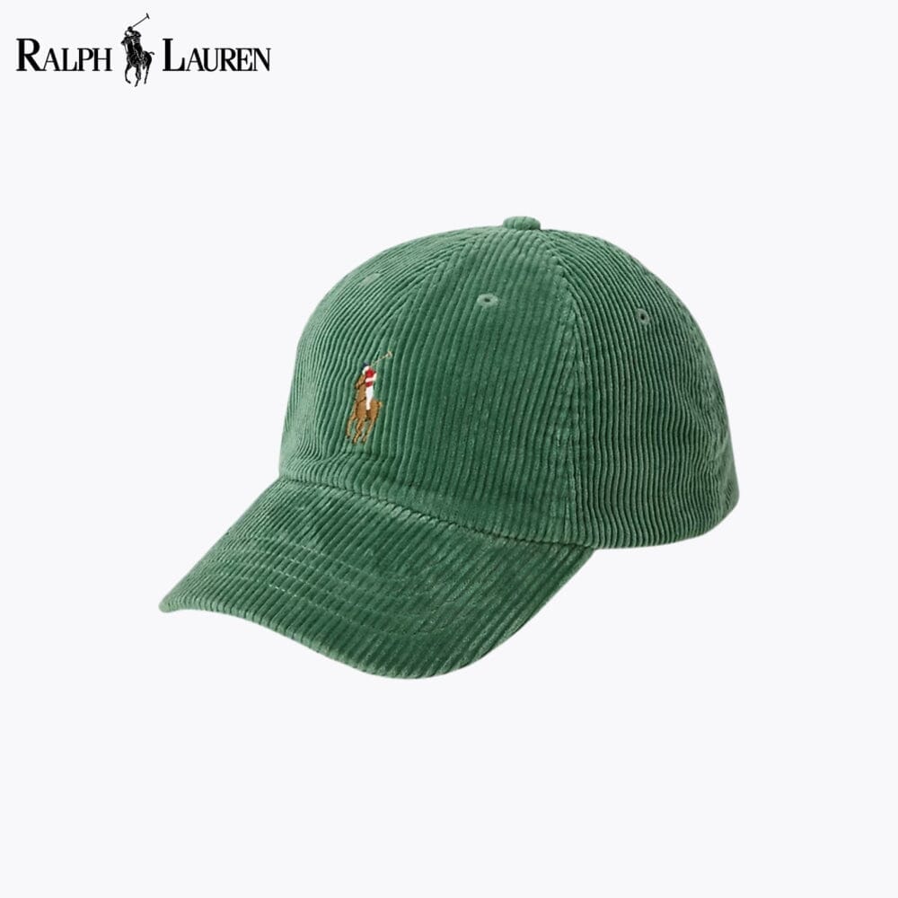 RL Corduroy Ball Cap Ralph Lauren Vermond Meadow Green
