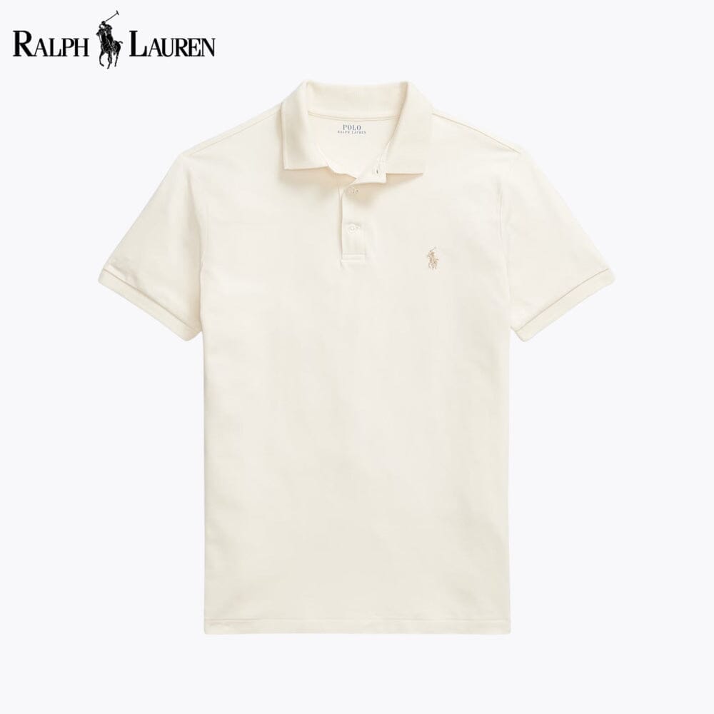 RL Custom Slim Fit Stretch Mesh Polo Shirt Ralph Lauren Vermond Cream S