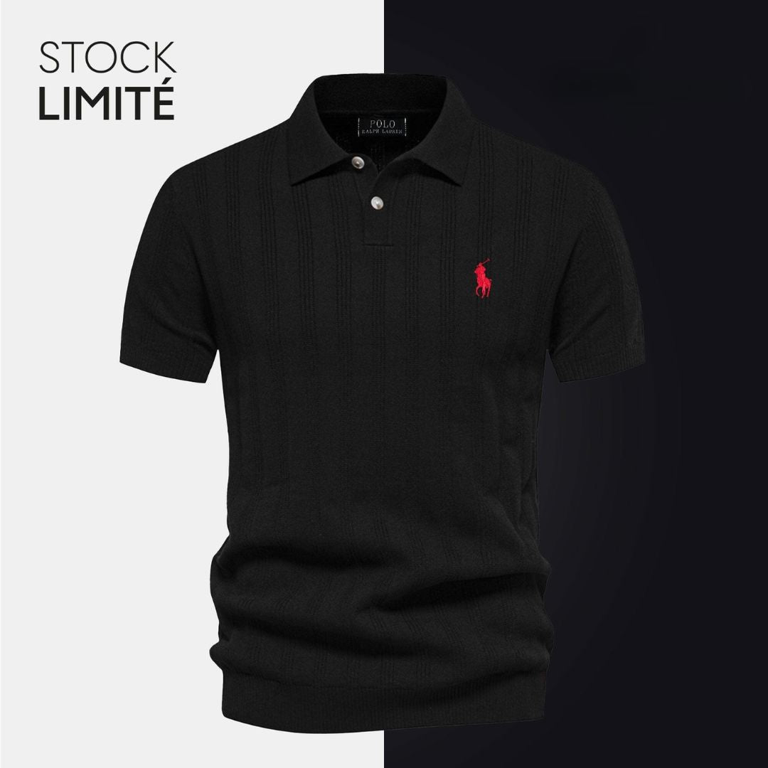RL Exclusive Men's Textured Knit Polo Shirt Ralph Lauren Vermond Black S