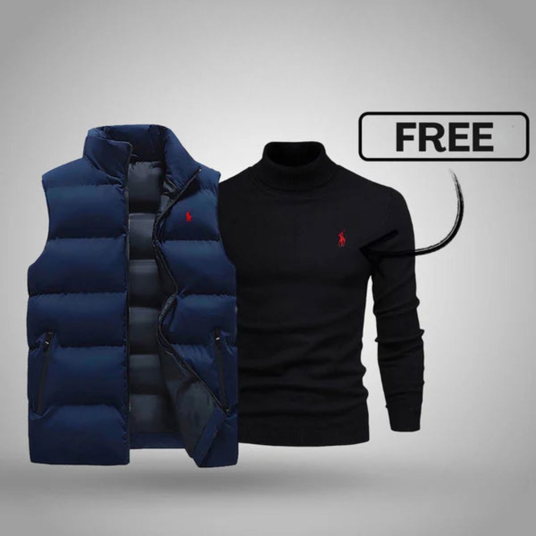 RL Men's Vest + Free Sweater (Clearance) Ralph Lauren Vermond Blau Schwarz M
