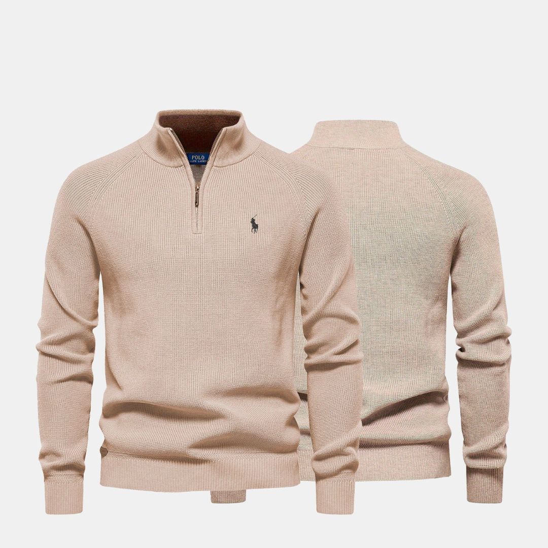 RL Men's Zip Neck Sweater (Clearance) Ralph Lauren Vermond Beige S