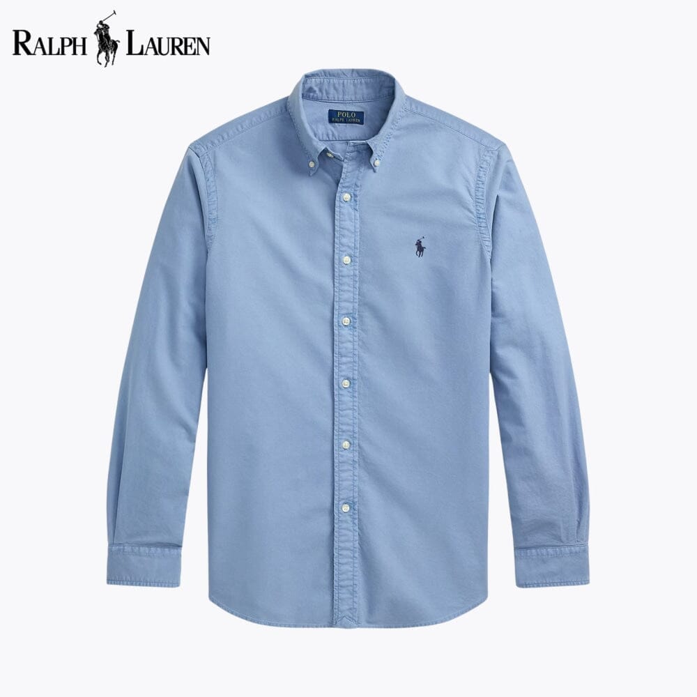 RL Slim Fit Garment-Dyed Oxford Shirt Ralph Lauren Vermond Channel Blue S
