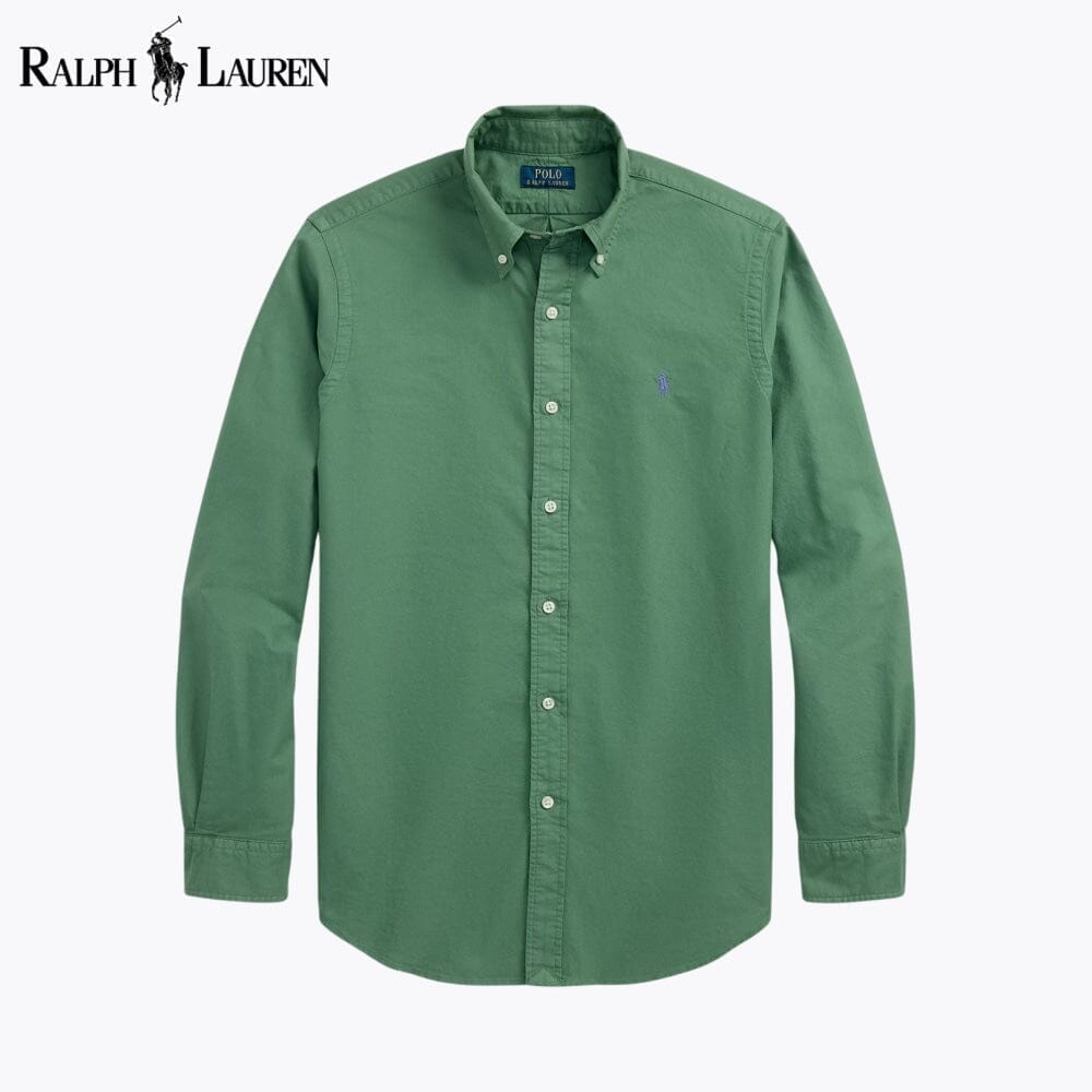 RL Slim Fit Garment-Dyed Oxford Shirt Ralph Lauren Vermond Green S