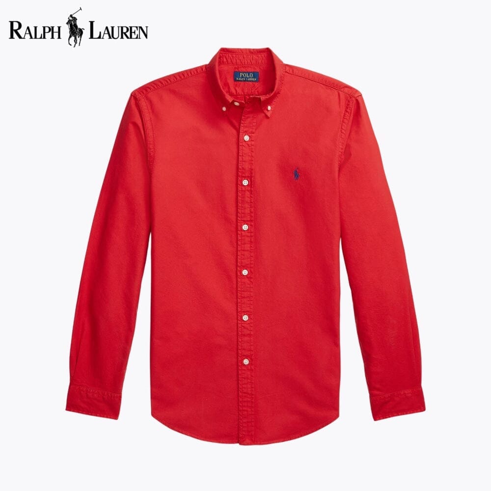 RL Slim Fit Garment-Dyed Oxford Shirt Ralph Lauren Vermond Red S
