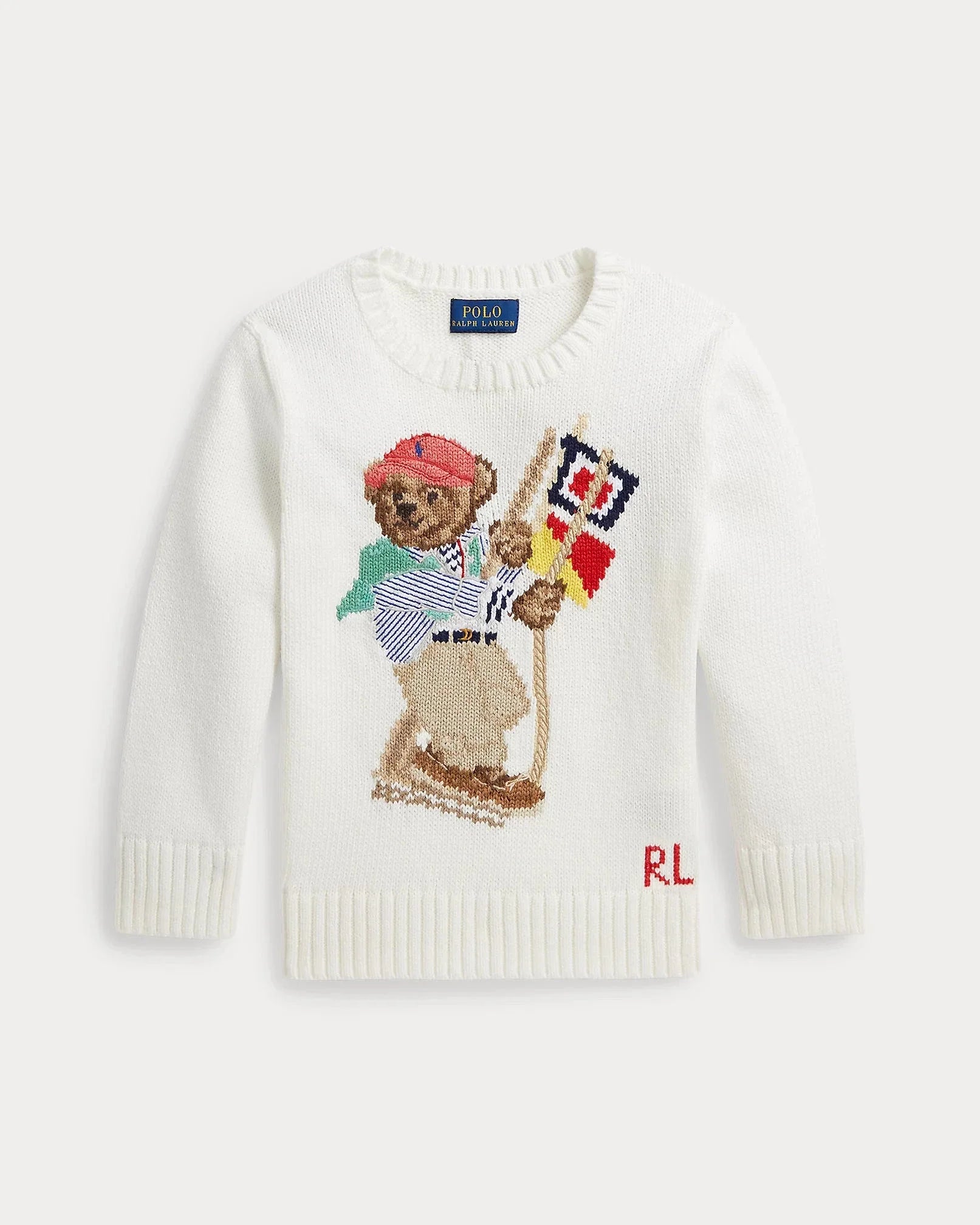 RL Sweater | Polo Bear Cotton Sweater Deckwash White Ralph Lauren Luxvian