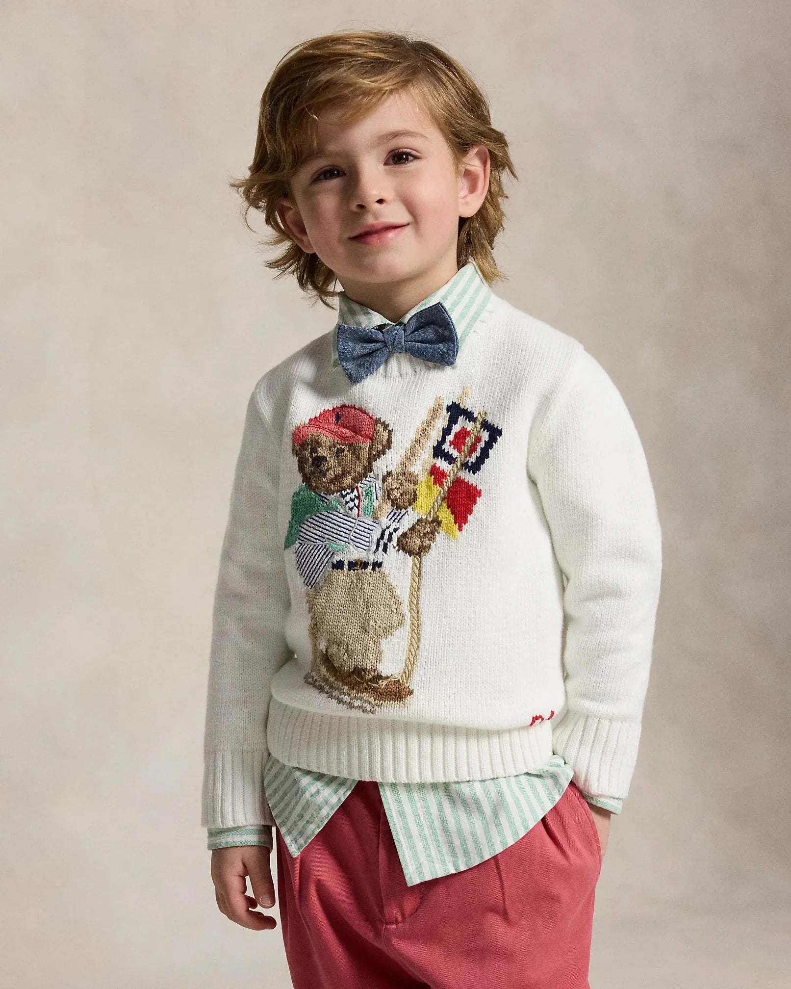 RL Sweater | Polo Bear Cotton Sweater Deckwash White Ralph Lauren Luxvian