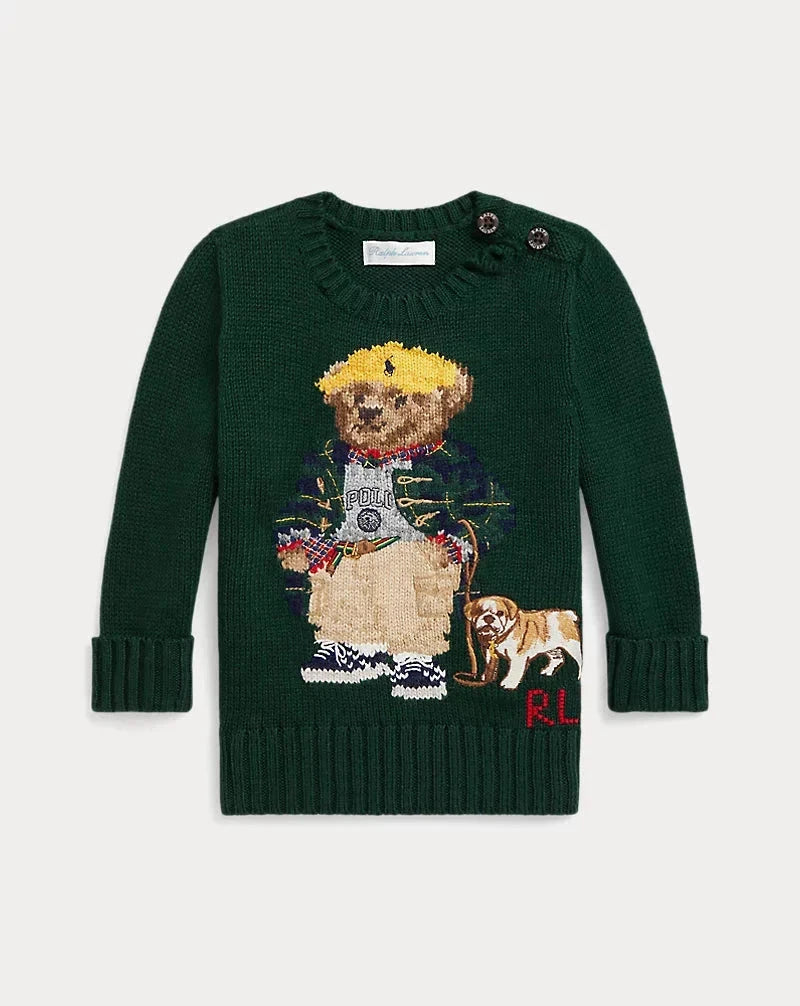 RL Sweater | Pre-Spring Polo Bear Cashmere Sweater Moss Agate Ralph Lauren Luxvian