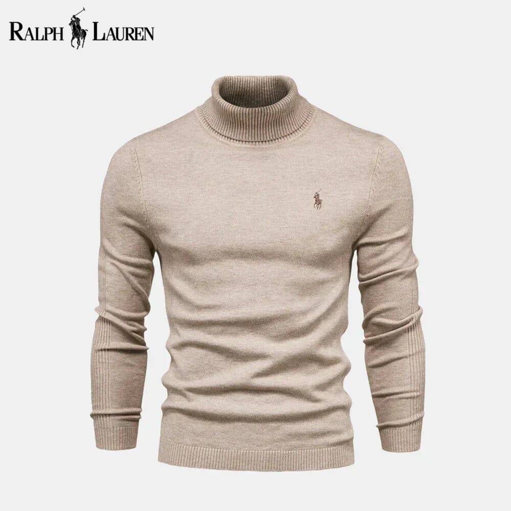 RL Turtleneck Cable-Knit Wool Knit Sweater Ralph Lauren Vermond Beige S