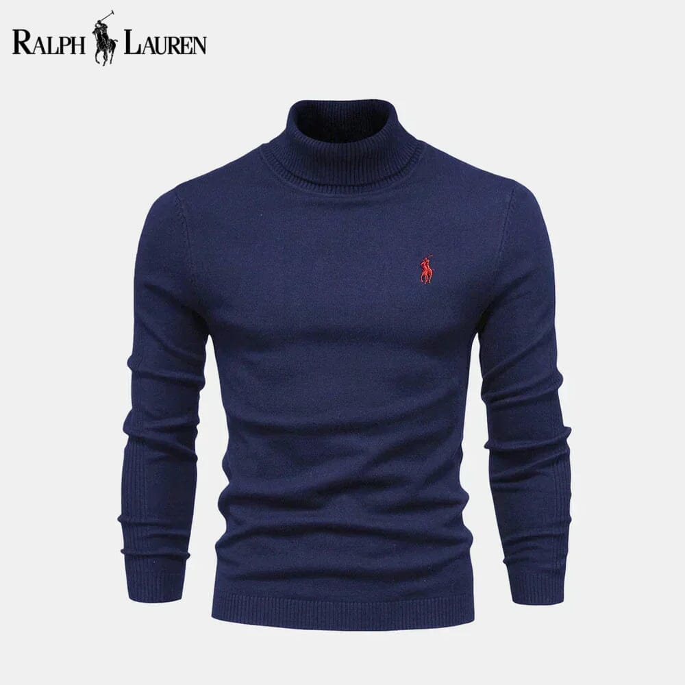 RL Turtleneck Cable-Knit Wool Knit Sweater Ralph Lauren Vermond Blue S