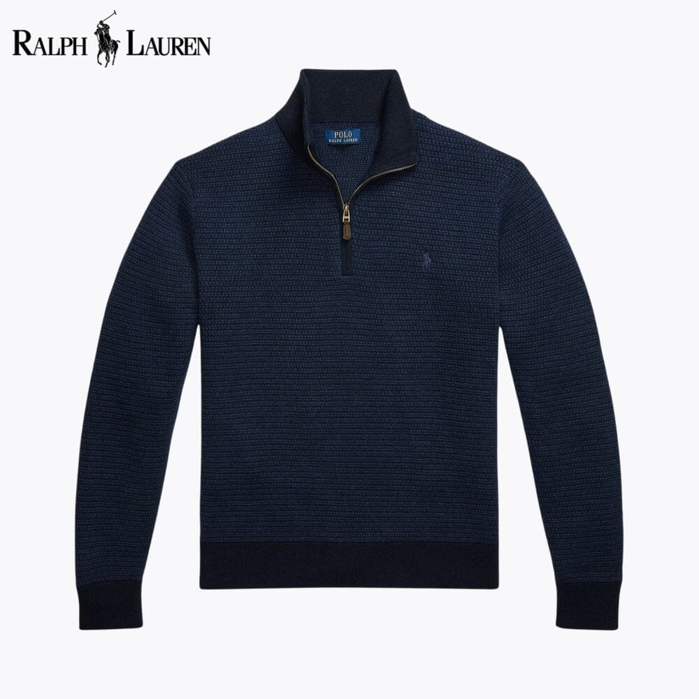 RL Washable Wool Quarter-Zip Sweater Ralph Lauren Vermond Blue Navy S