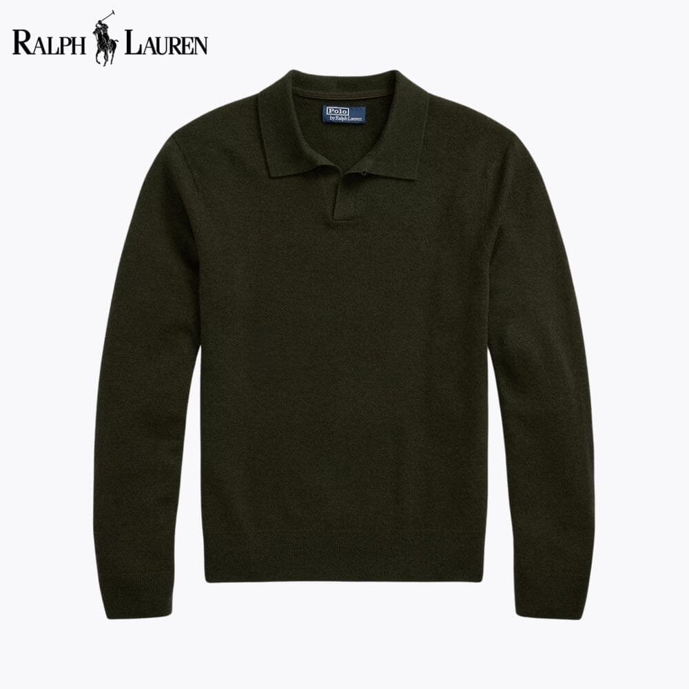 RL Wool Johnny-Collar Sweater Ralph Lauren Vermond Leaf Green S