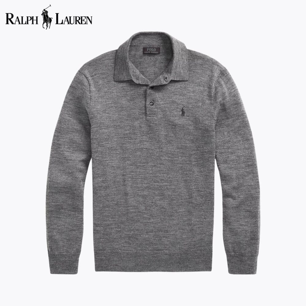 RL Wool Polo-Collar Jumper Ralph Lauren Vermond Grey S