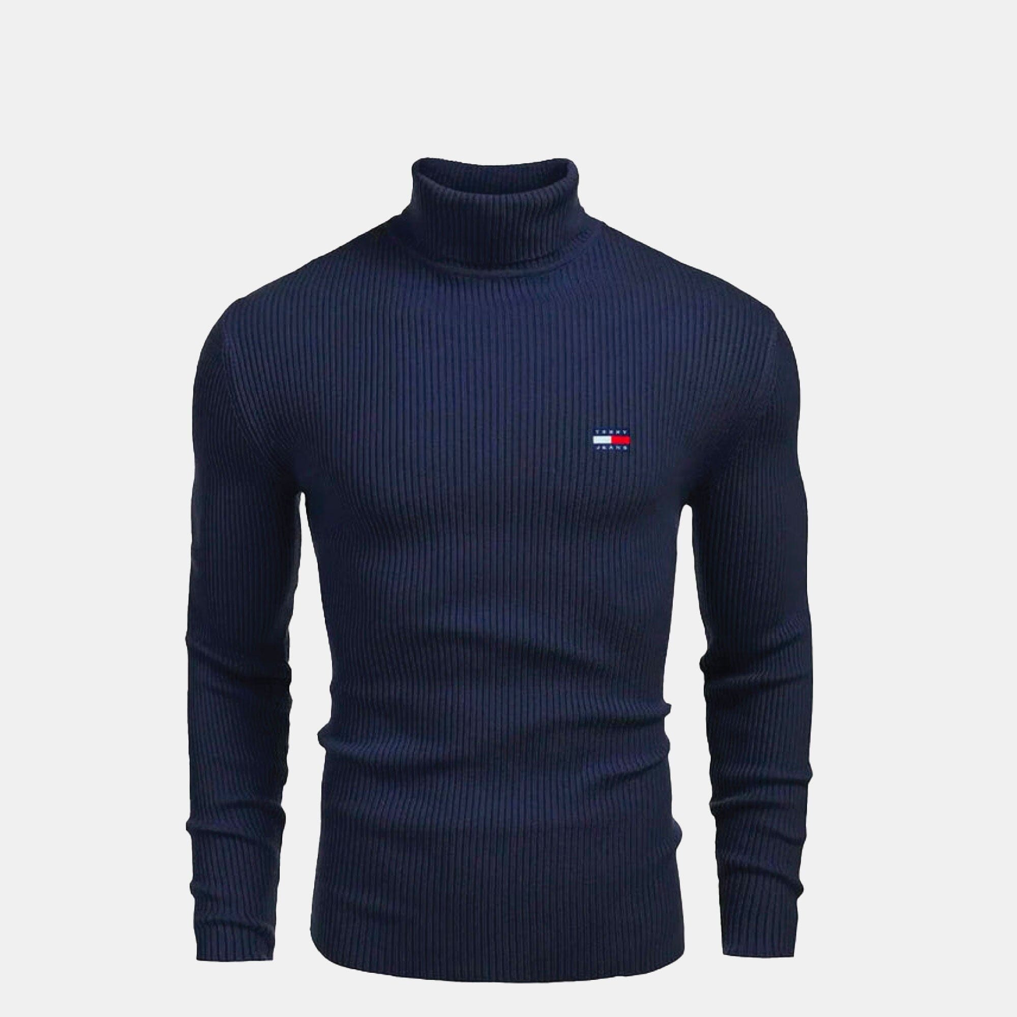 TH Turtleneck Cable-Knit Wool Sweater Tommy Hilfiger Vermond Blue S