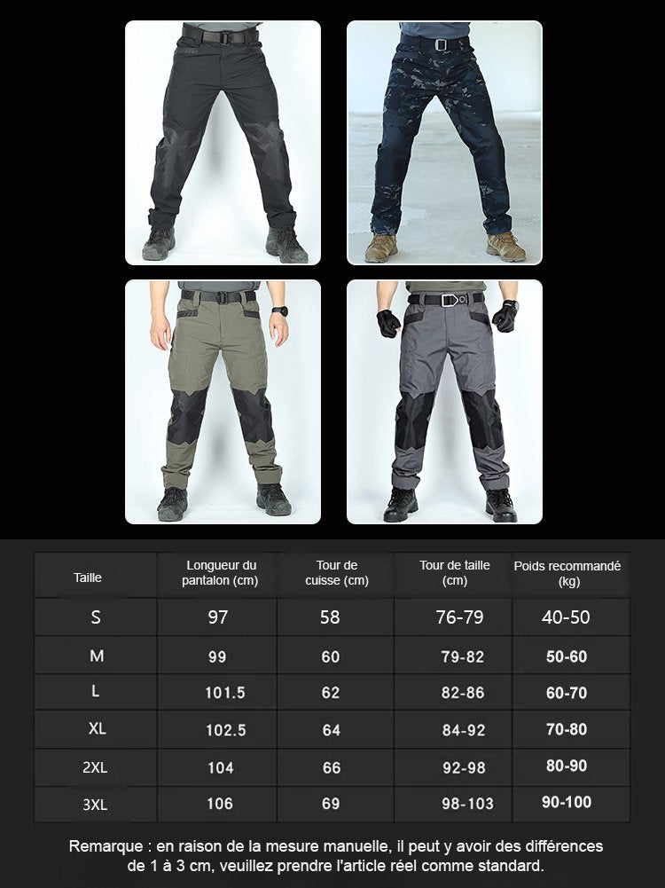 Pantalon tactique imperméable et extensible pour homme