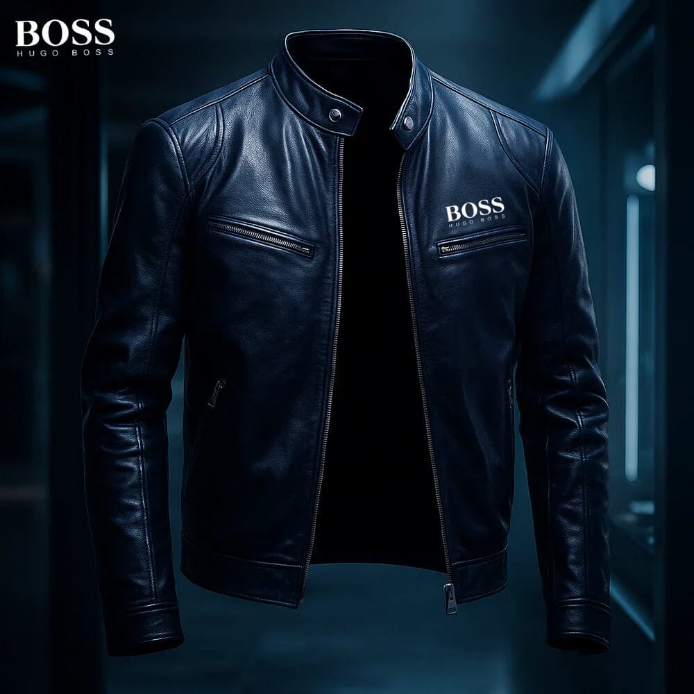 HB - Leather Jacket Hugo Boss Vermond Blue S 
