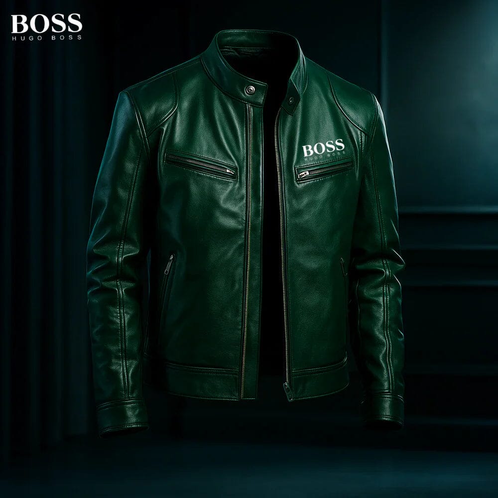HB - Leather Jacket Hugo Boss Vermond Green S 