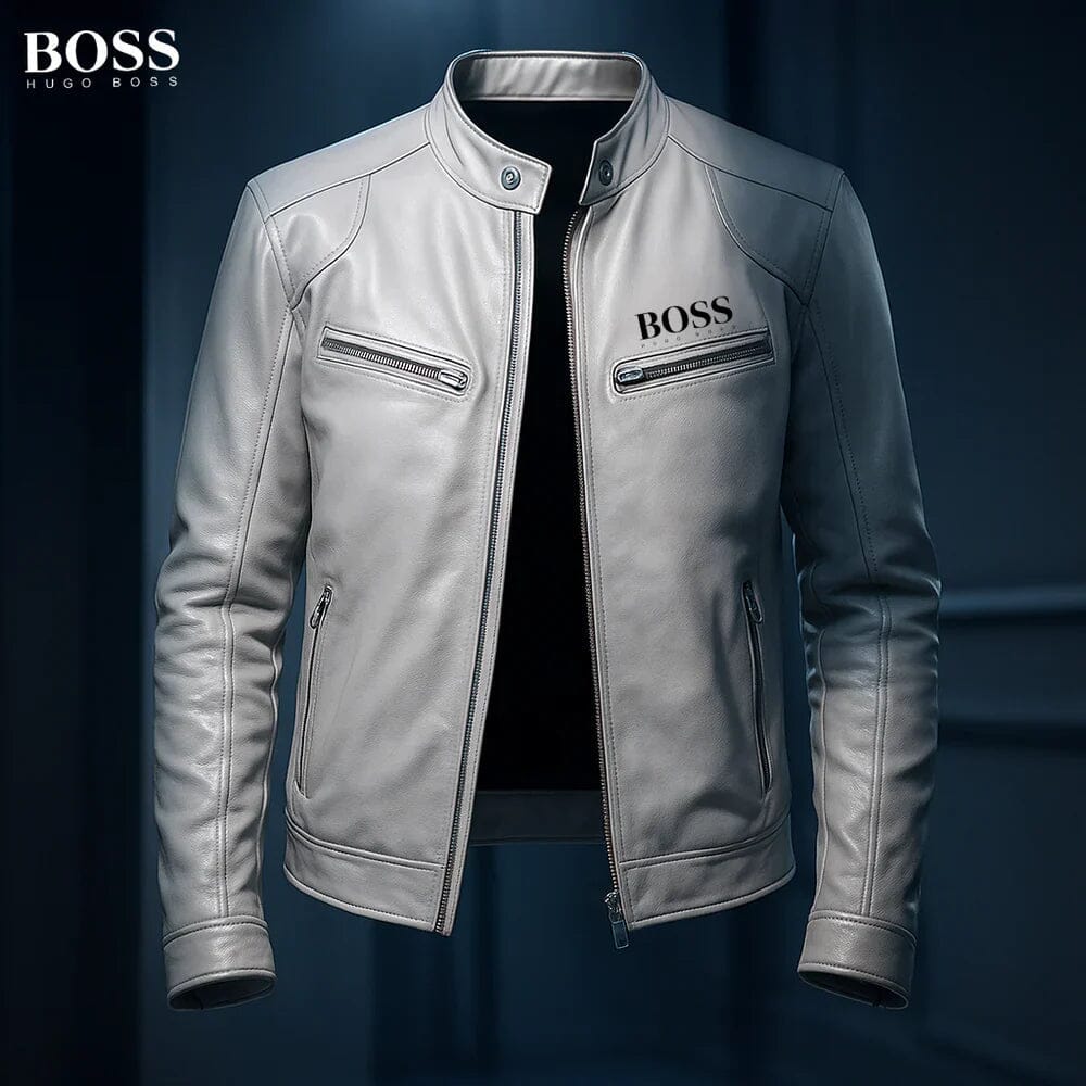 HB - Leather Jacket Hugo Boss Vermond White S 