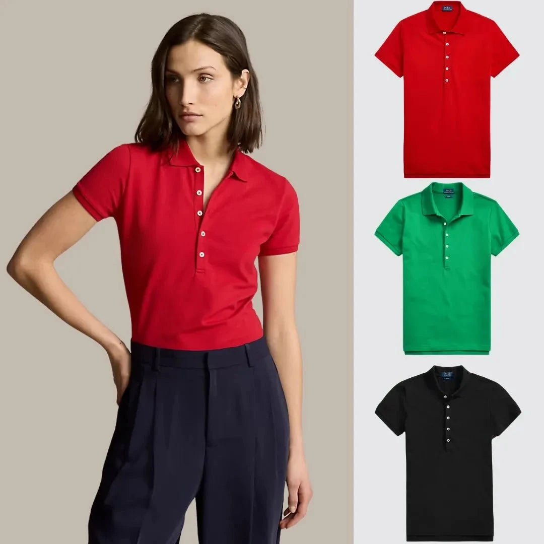 Kaufen Sie 1, erhalten Sie 3! Polo-Shirt-Set aus Piqué-Baumwolle Vermond Rot – Dunkelgrün – Schwarz S 
