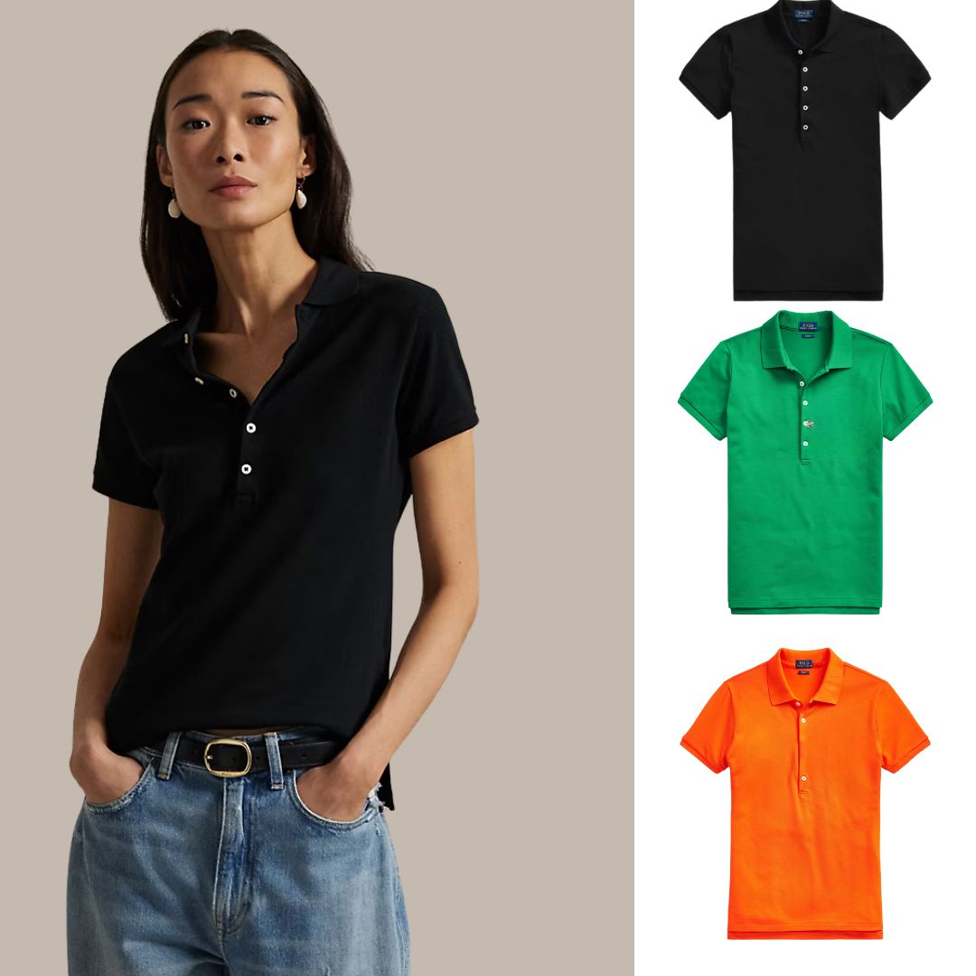 Kaufen Sie 1, erhalten Sie 3! Polo-Shirt-Set aus Piqué-Baumwolle Vermond Schwarz – Dunkelgrün – Orange S 