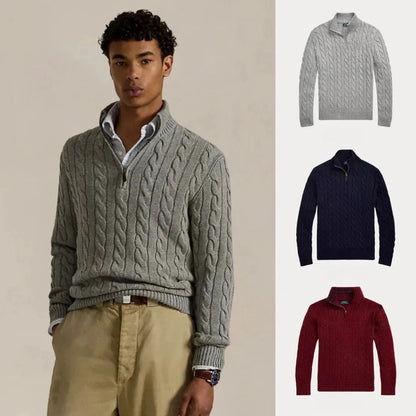 Kaufen Sie 1, erhalten Sie 3 – Winterset Baumwollstrickpullover mit Zopfmuster und Reißverschluss Vermond 