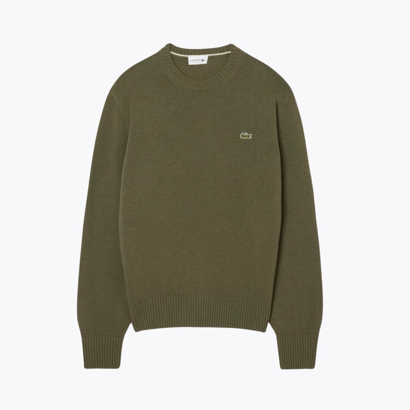 LC Carded Wool Crew Neck Sweater Lacoste Vermond Khaki green S 