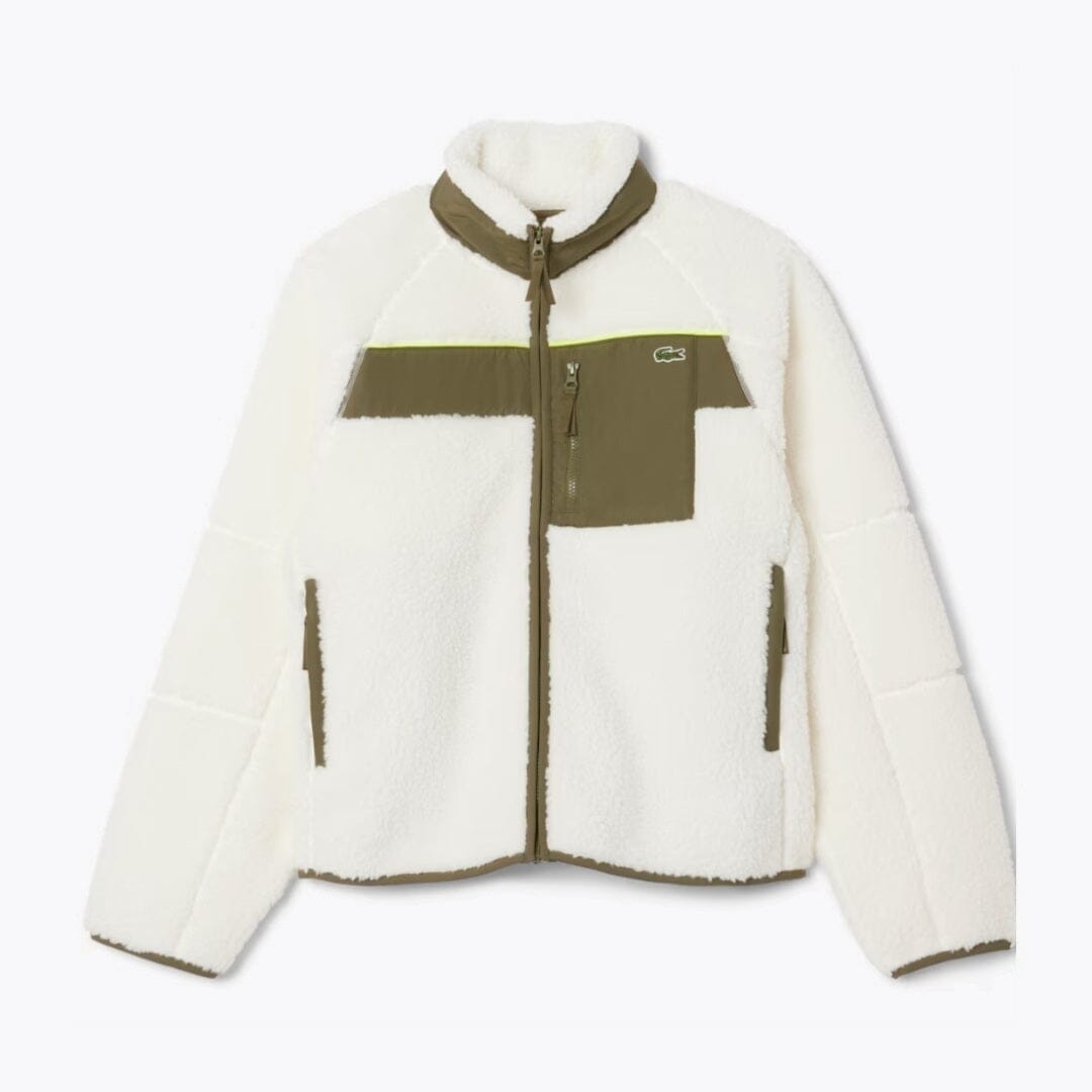 LC Colour-Block Sherpa Fleece Jacket Lacoste Vermond White / Khaki green S 