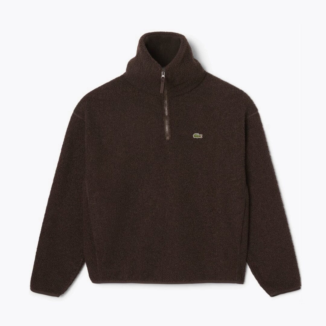 LC High Zipped Neck Polar Fleece Sweatshirt Lacoste Vermond Brown S 