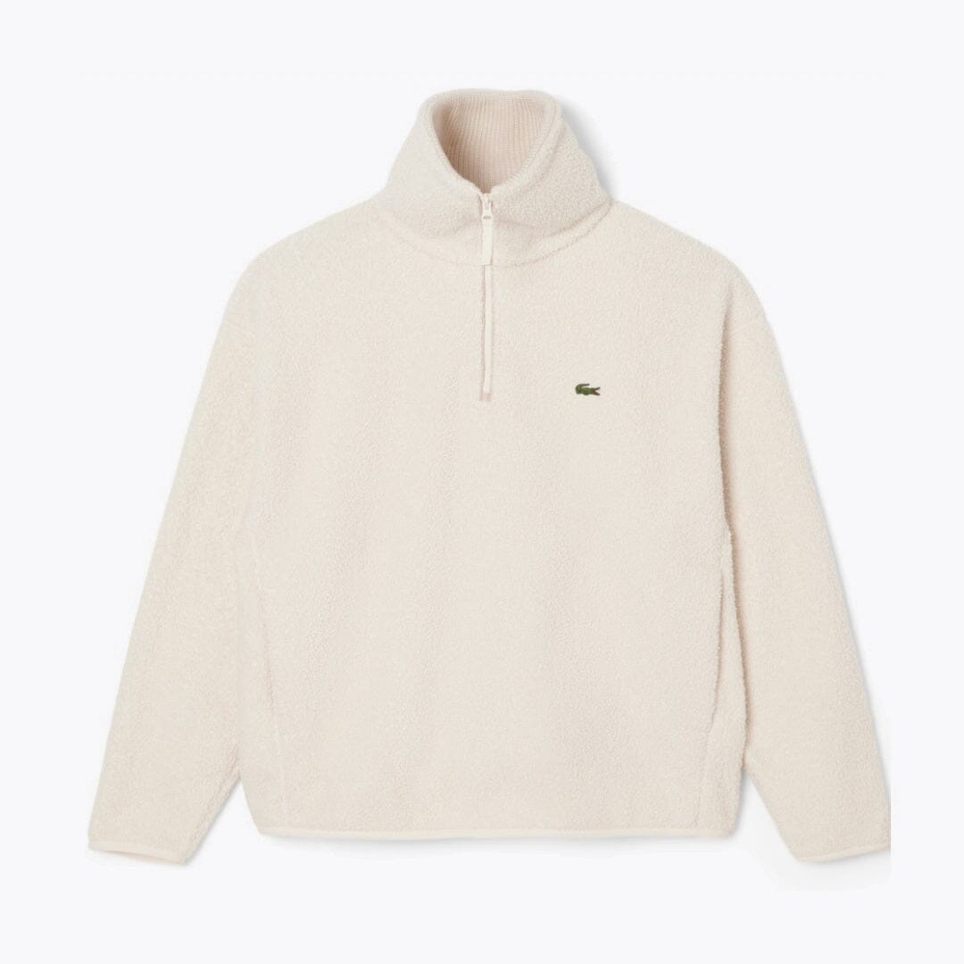 LC High Zipped Neck Polar Fleece Sweatshirt Lacoste Vermond White S 