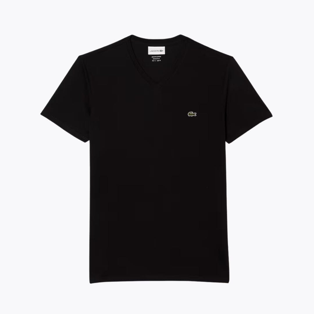 LC Lightweight Cotton Pima V Neck T-shirt Lacoste Vermond Black S 