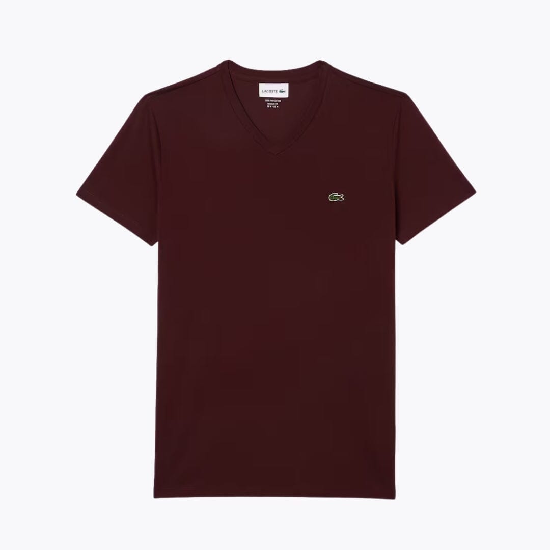 LC Lightweight Cotton Pima V Neck T-shirt Lacoste Vermond Bordeaux S 