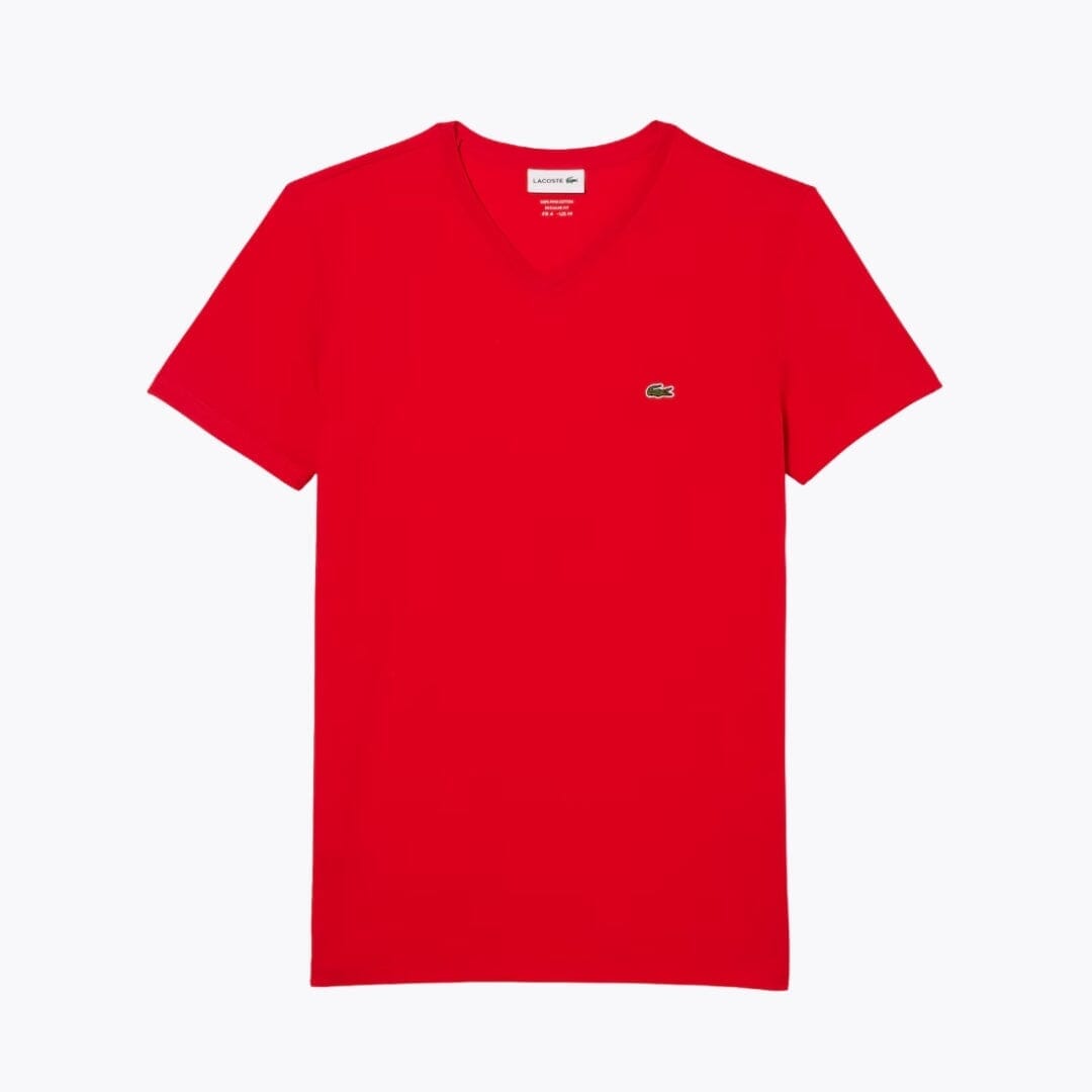 LC Lightweight Cotton Pima V Neck T-shirt Lacoste Vermond Rouge S 