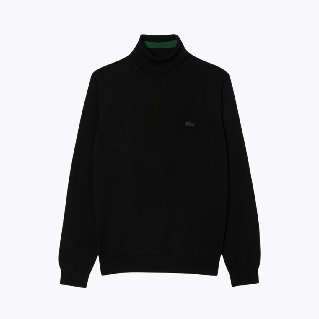 LC Merino Wool Roll Neck Sweater Lacoste Vermond Black S 