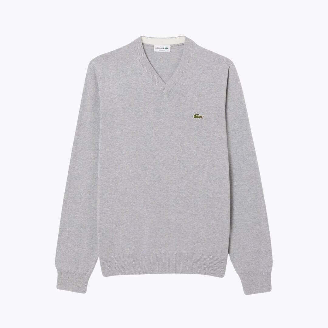 LC Monochrome Cotton V-neck Sweater Lacoste Vermond Grey S 